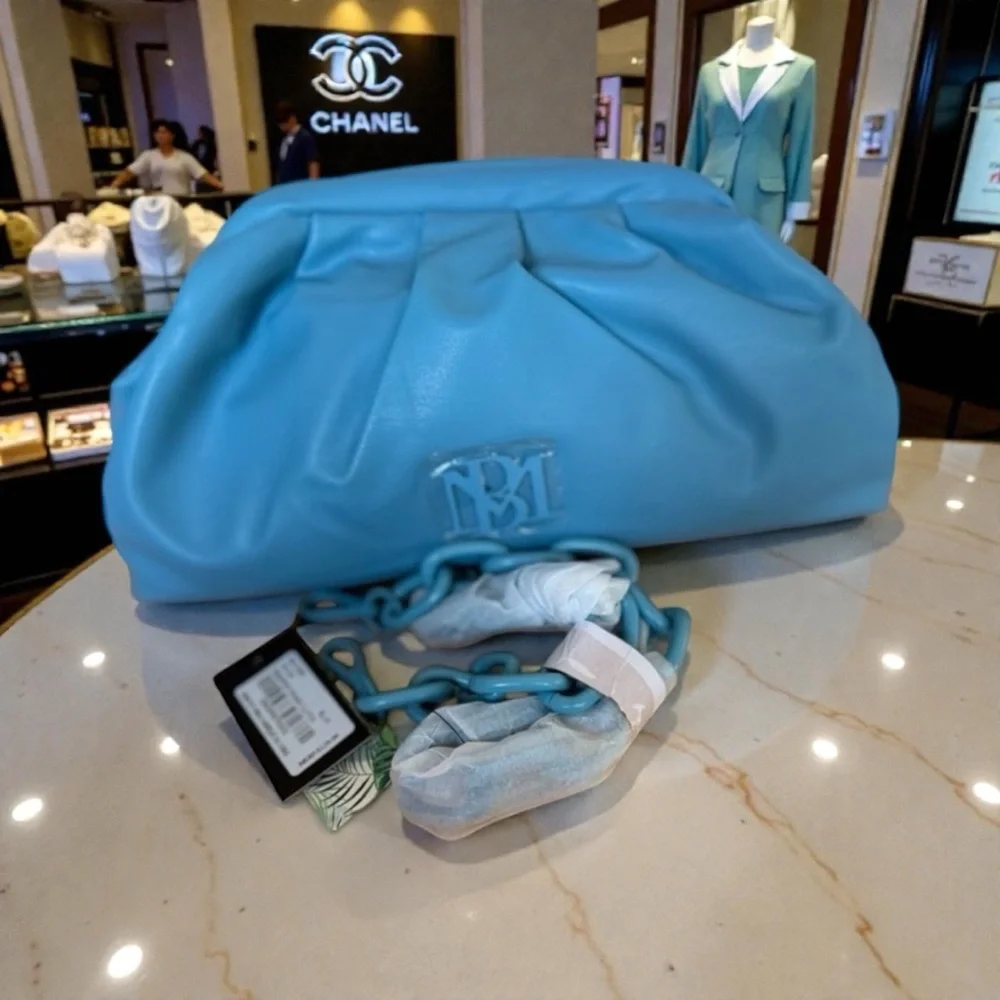 NWT Badgley Mischka Blue Dumpling Clutch